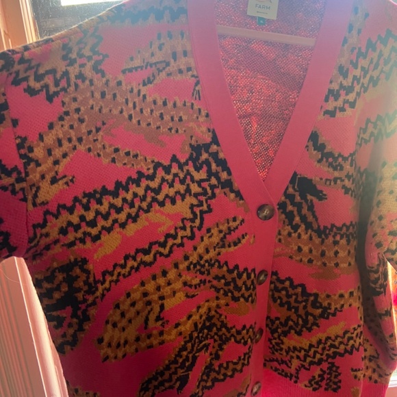 FARM Rio CROCO Vibrant Pink and Black Cardigan XL - Picture 3 of 5